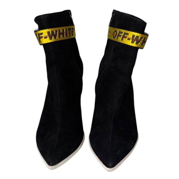 Off White Virgil Abloh Industrial Black White Suede Ankle Boots Size 40 - Picture 2 of 14